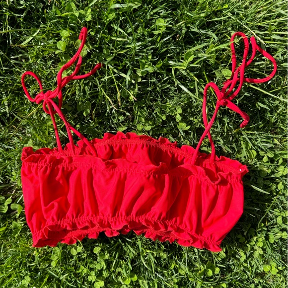 Reformation Red Lettuce Trim Bathing Suit Top - Picture 4 of 4